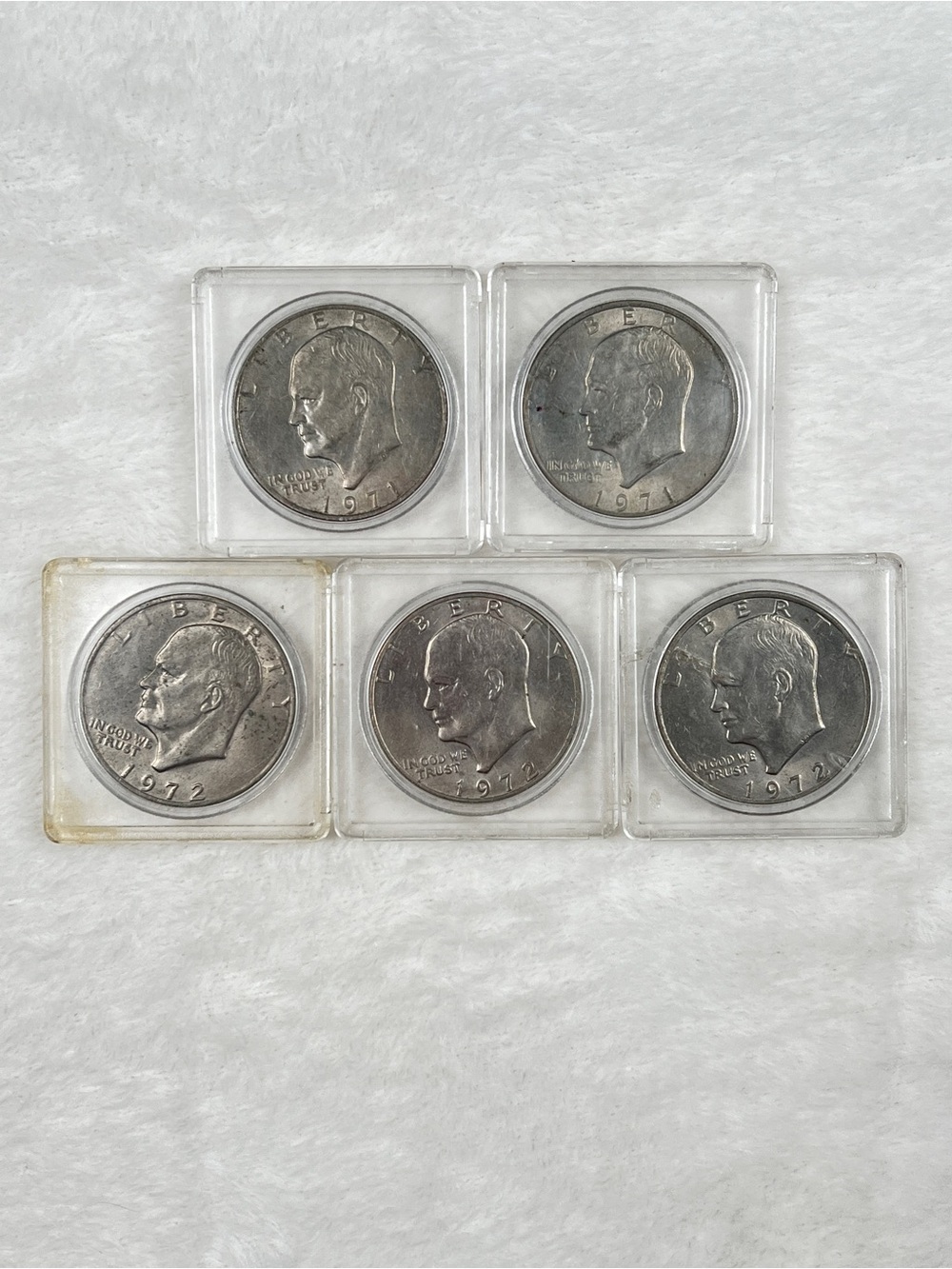 1971 & 1972 Eisenhower Ike Dollar Coin Lot of 5 w/ Protective Cases